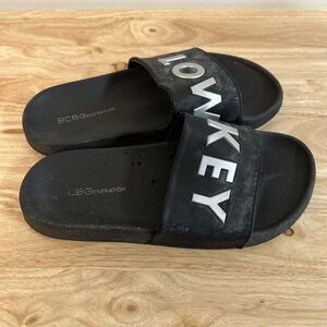 BCB Generation Black Slide Sandals Logo Strap Women’s Size 6 Casual